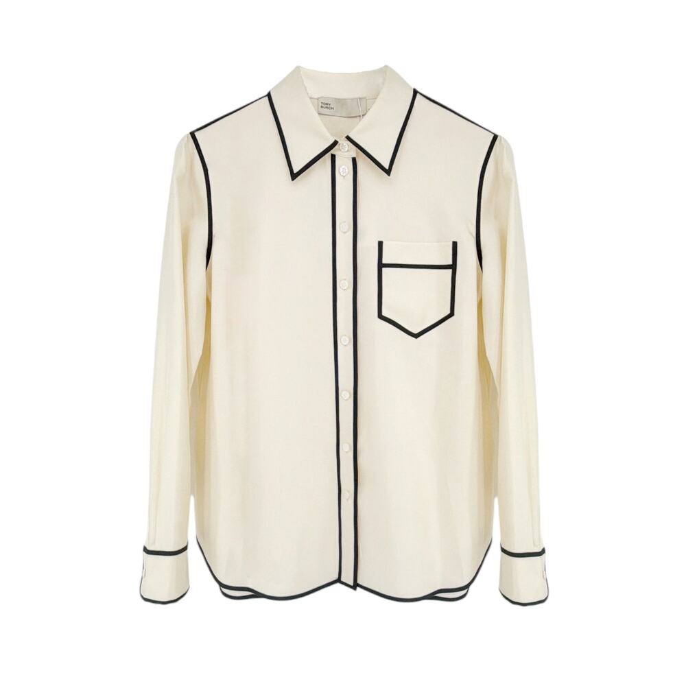 TORY BURCH Brigitte Silk Shirt In New Ivory 4